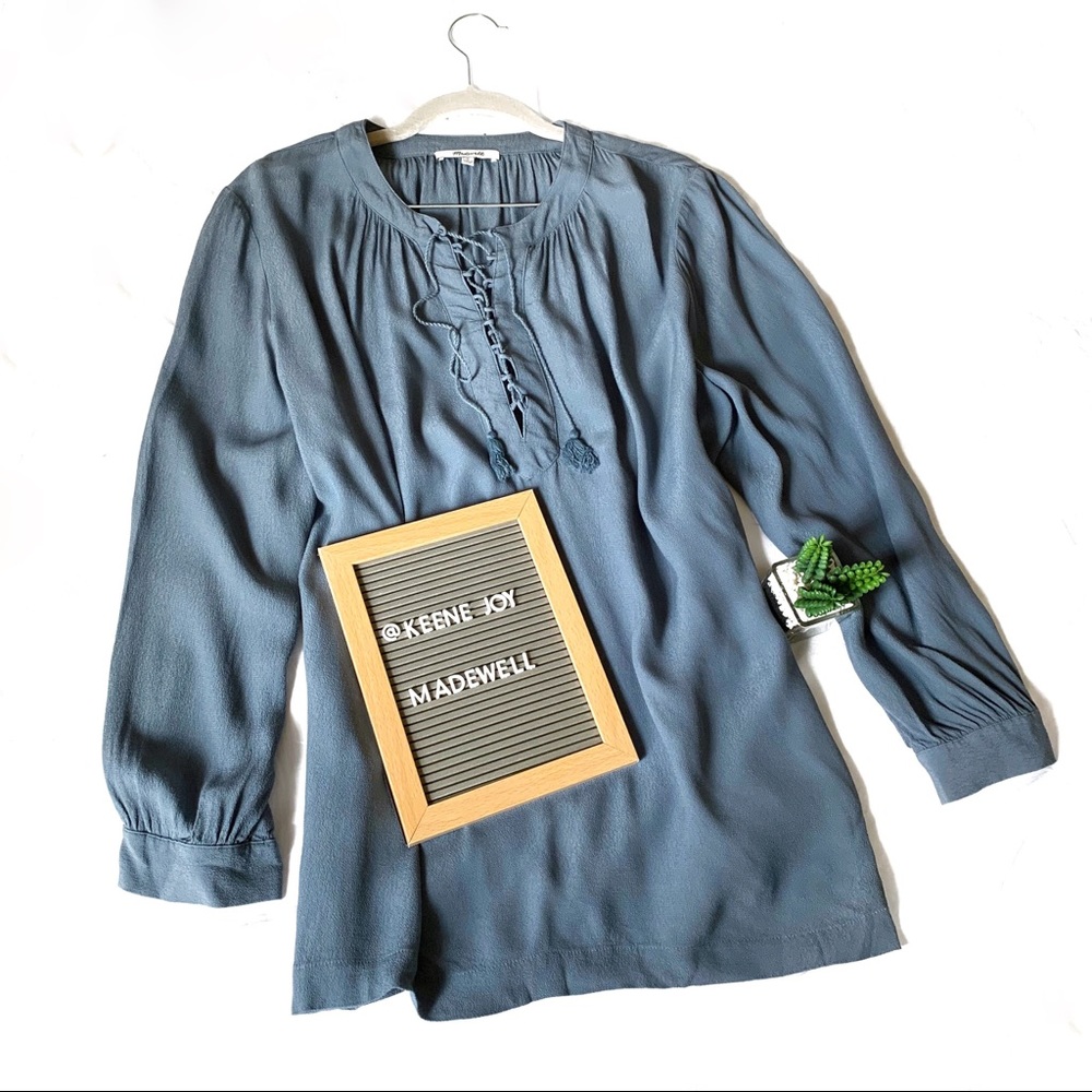 MADEWELL | Lace up Tassel Peasant Top Long Sleeve